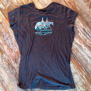 GENUINE RANCH grey t-shirt with horses for women size XXL
